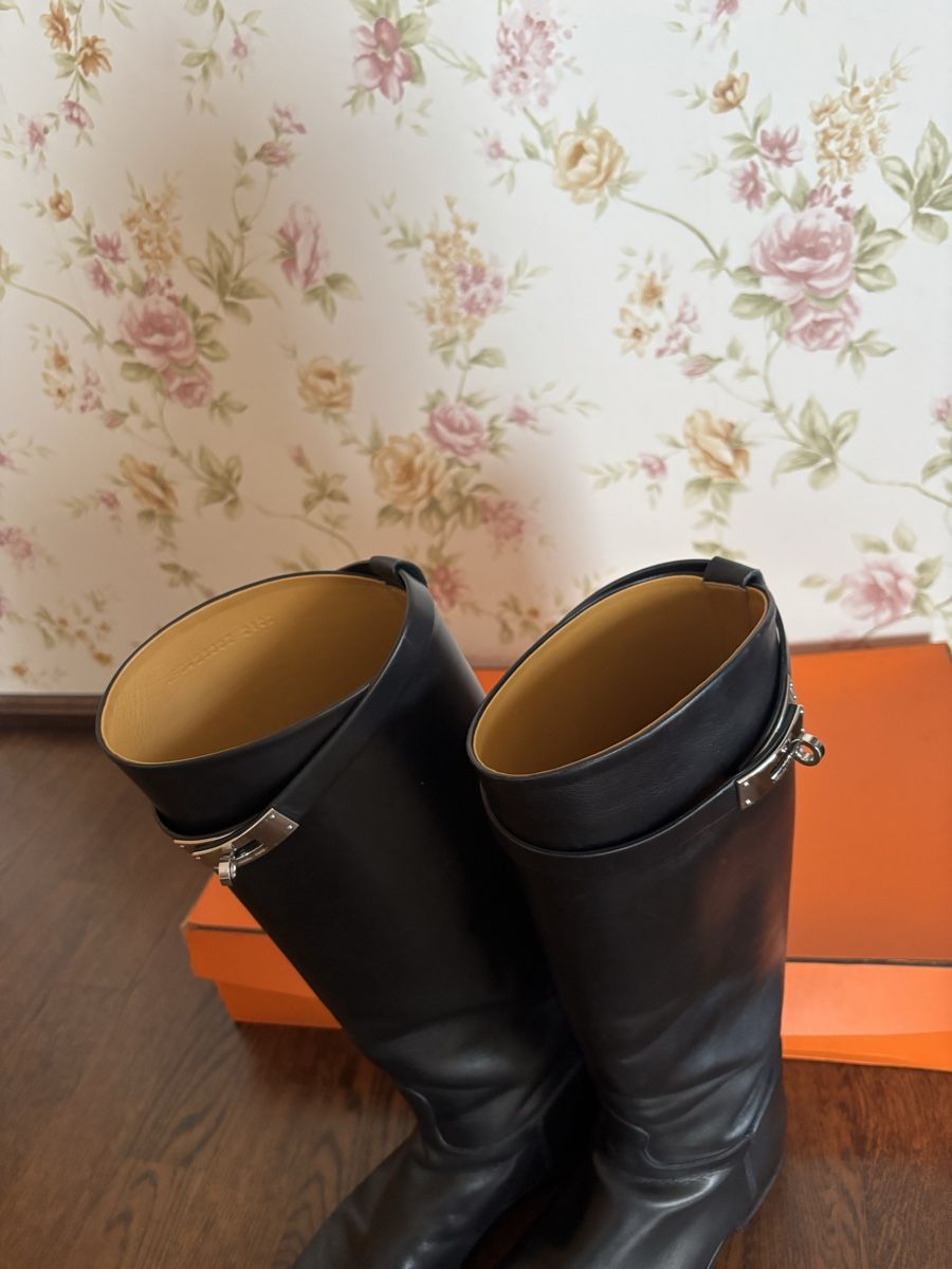 Hermès Chaussures femmes: Hermès Black Riding Leather Boots - Size 38.5 - Classic – D'occasion à Geneve par wer_7s7p 3