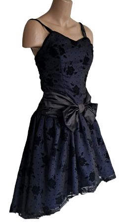Sommerkleid Partykleid XL Vintagekleid dunkelblau schwarz