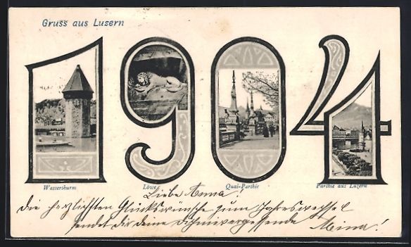 Cartes postales: Luzern, Wasserturm, Löwe und Quai-Parti – D'occasion à Berlin par bartko-reher