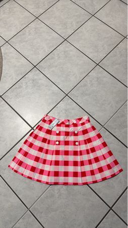 Pink Gingham Pleated Mini Skirt - New with Tags!