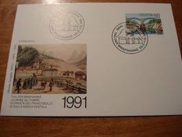 Tag der Briefmarke 1991 Einsiedeln, Karte  + Brief