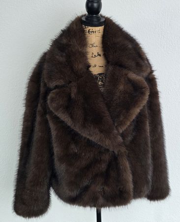 Braune Kunstpelzjacke für Damen, Gr. L