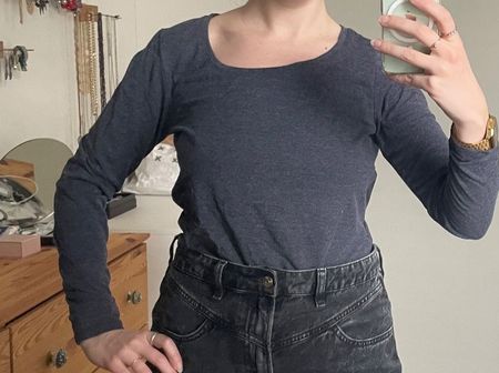 Pullover, Top mit langen Ärmeln Gr. 36/38 | Pull gris coton