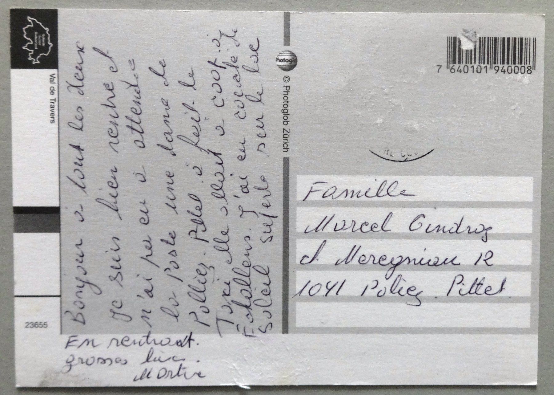 Cartoline postali: Val de Travers – Difettoso da Fétigny venduto da Billy2miny 1