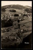 AK Heiden, Ort mit Kirche und Bahnlinie