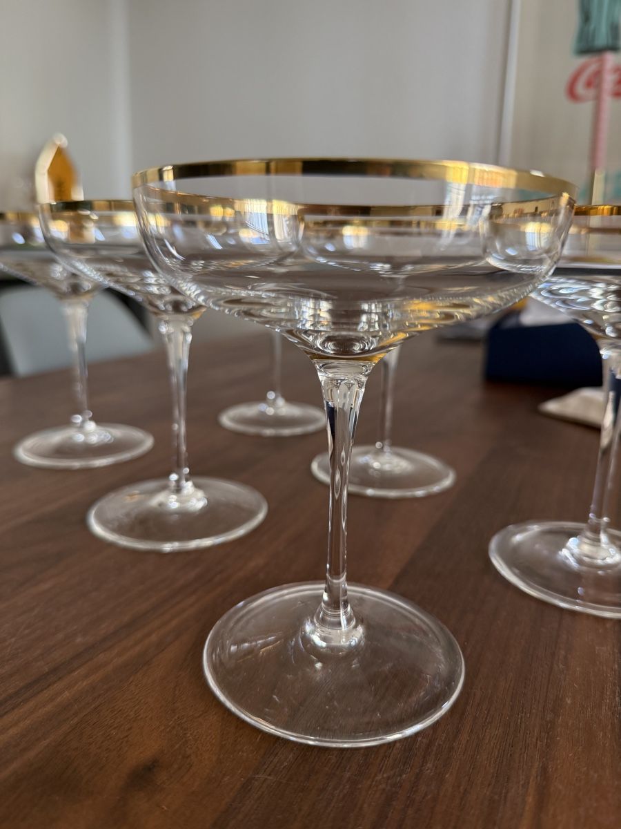 Bicchieri: 6 Champagnergläser mit Goldrand – Nuovo (secondo la descrizione) da Horw venduto da toasteronline 1