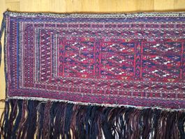 Antiker Turkmenischer Wandteppich mit Fransen, Echt, ca 1880
