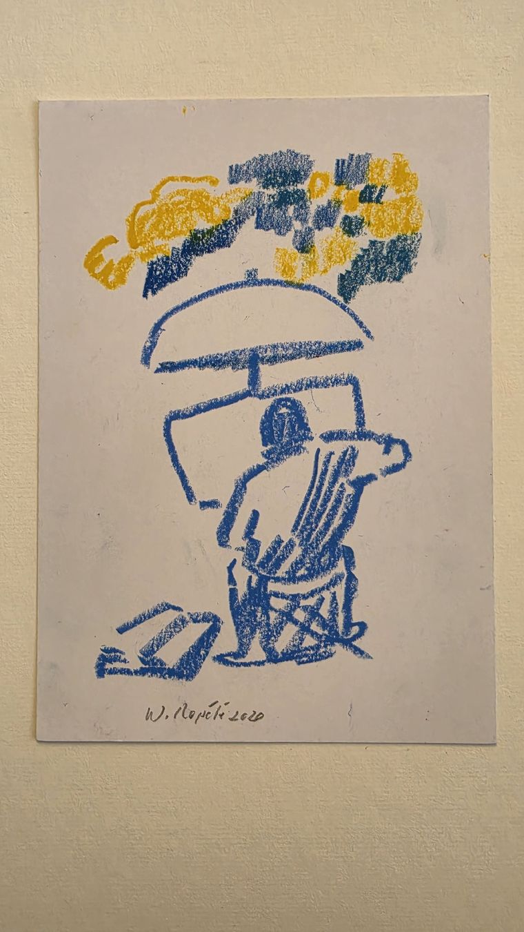 Gemälde: Walter Ropélé Original Fettkreidezeichnung , handsigniert – Gebraucht aus Emmenbrücke von Kunstankaufverkauf