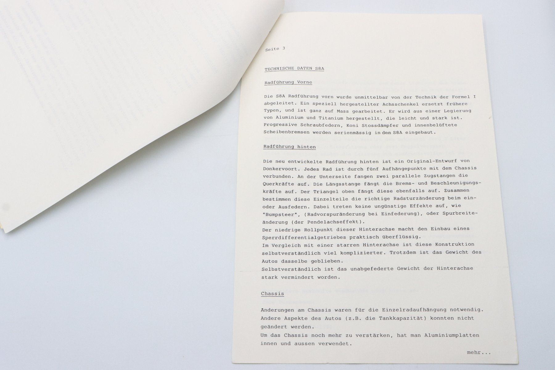 Donkervoort Documenti: Donkervoort Pressemappe 1986 – Usato da Bühl b.Aarberg venduto da Collectorpassions 6