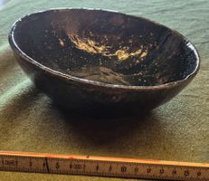 Rustikale Keramikschale, Handarbeit, Ø 19 cm, Deko