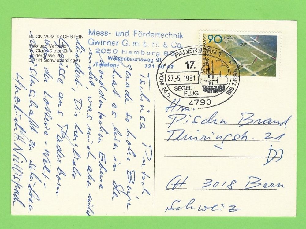 Cartoline postali: Segelflug WM 1981 – Usato da Zürich venduto da t24_de 1