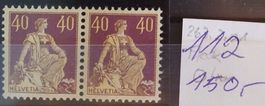 ST45) 112, Sitzende Helvetia im paar postfrisch Kt. 150.-+