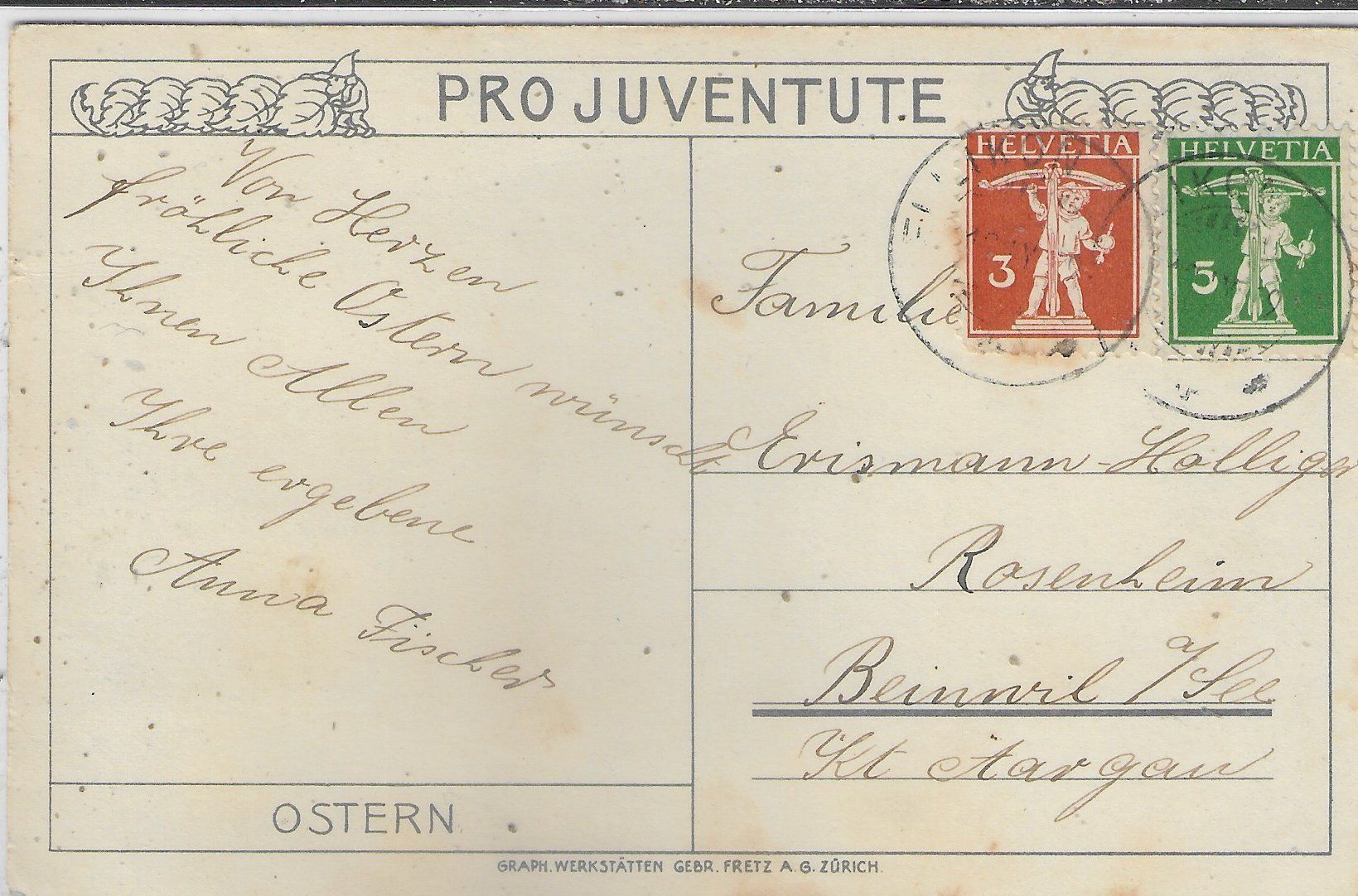 Cartoline postali: E. Kreidolf - Ostern - Zwerge - Pro Juventute – Usato da Ettingen venduto da Kartenplanet 1