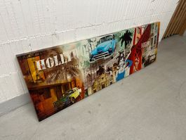 Wandbild Hollywood mit Autos und Eiffelturm