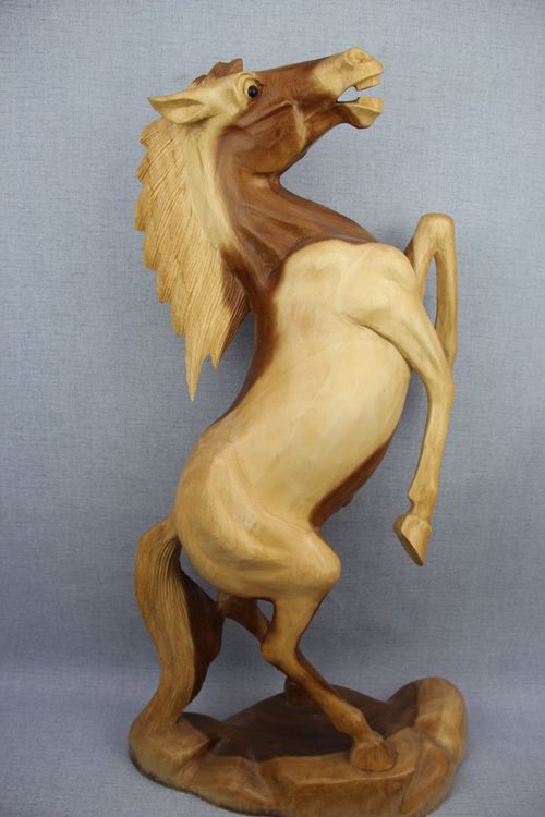 Holzpferd Garten, Pferd Holz, Teak, Pferd Holzskulptur 80cm Kaufen