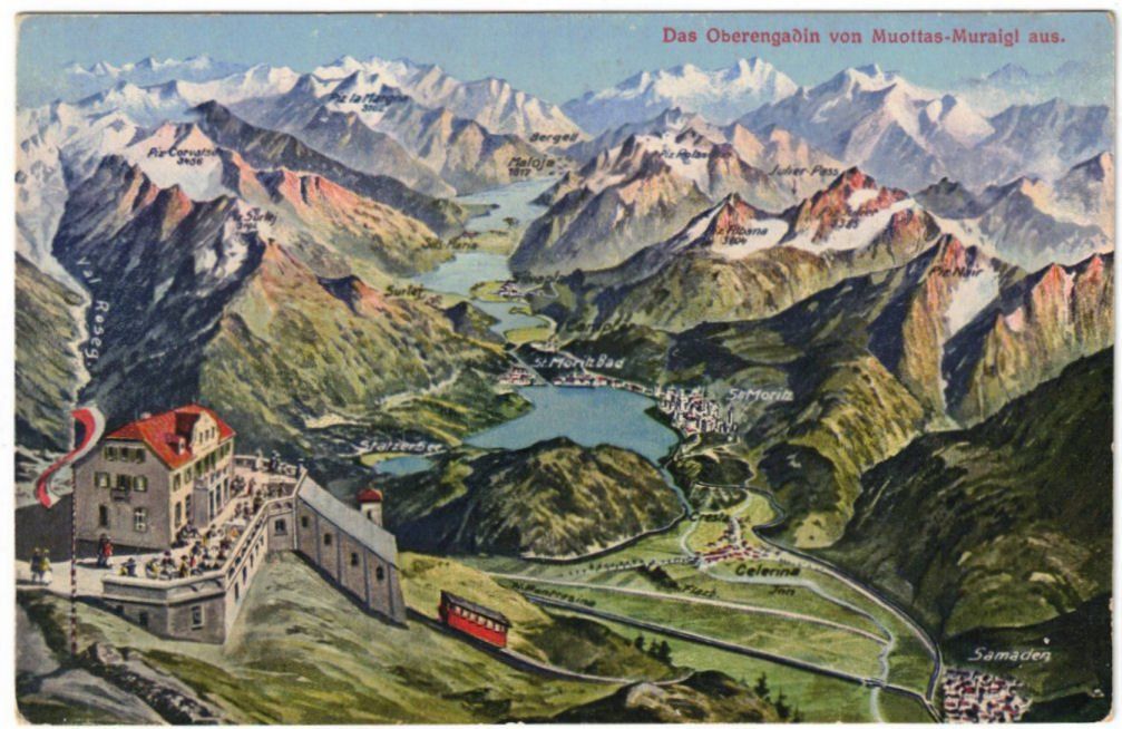Cartoline postali: St. Moritz - Standseilbahn Muottas Muragl Bergstation – Usato da Binningen venduto da Mountainrider