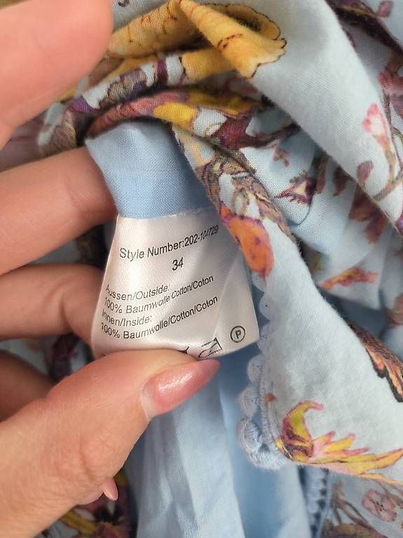 Vestiti: Hellblau gemustertes Kleid Baumwolle – Usato da Rüfenacht BE venduto da Biancaro 2