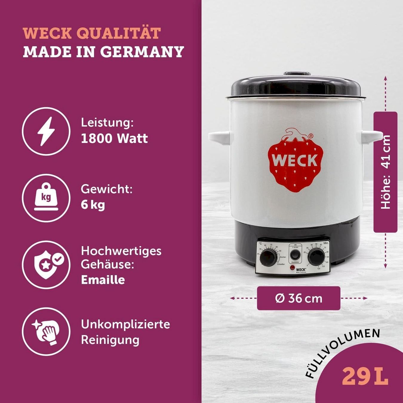 Cucine complete: Weck WAT15 Einkochautomat Emaille – Nuovo e nell'imballaggio originale da Bottighofen venduto da zaap 3