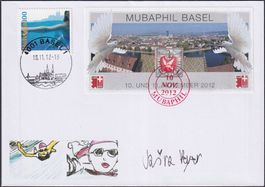 2012, MUBAPHIL, Blanko-Umschlag gest. 10.11.12-13 +Vignette