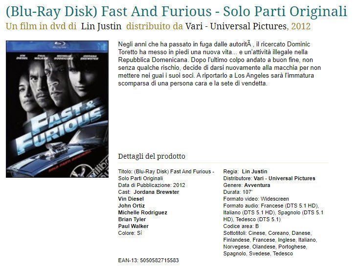 Tutti i DVDs: Fast and Furious 4 (Bluray) – Usato da Buchrain venduto da Sssschaller