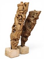Paar indische Tempel Skulpturen 18 Jh. 