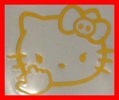 Angry Hello Kitty Autoaufkleber GELB Sticker Katze Comic