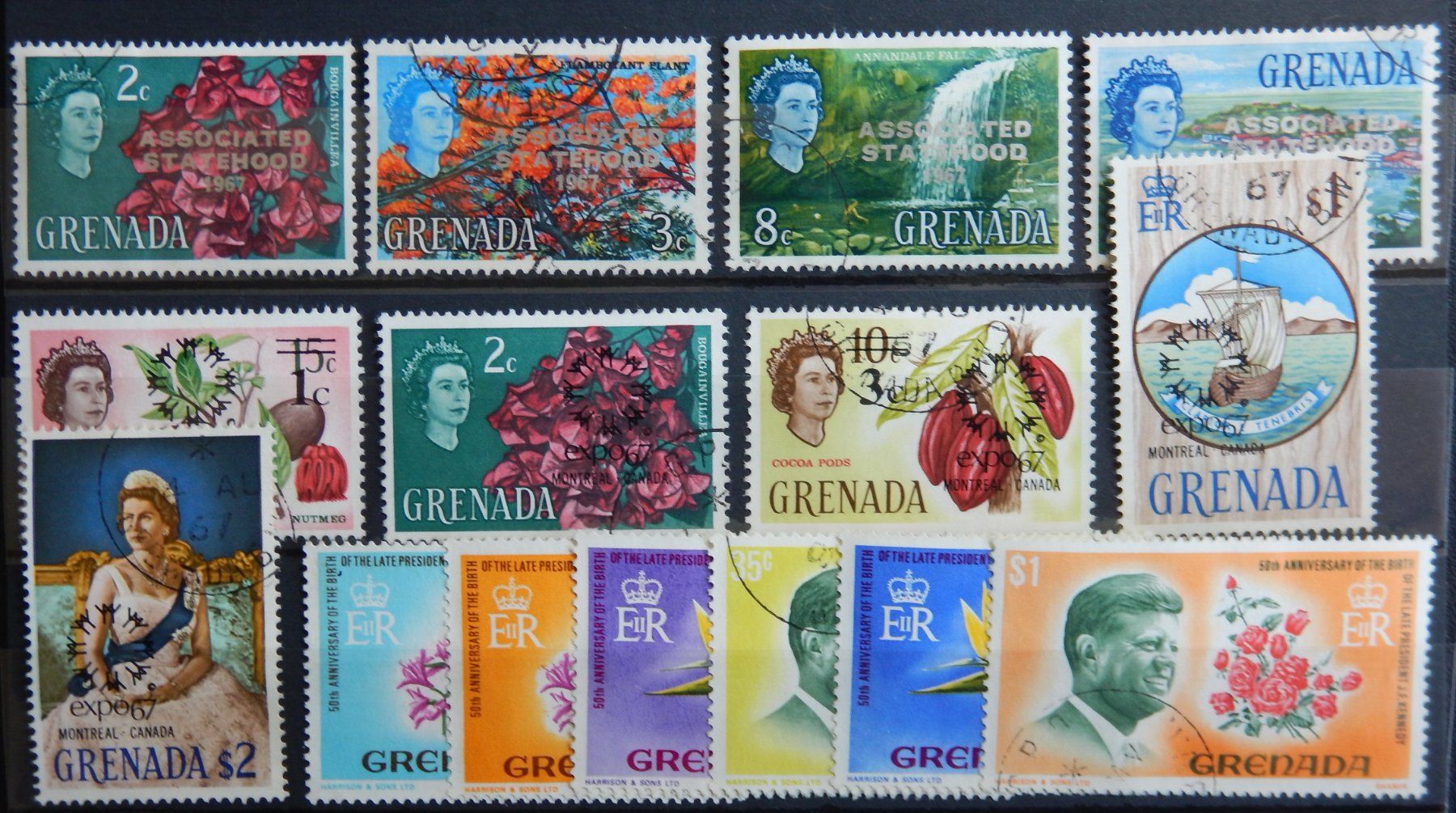 Tutti i francobolli: Grenada British ex. Kat. 224-254 gest. 1967/68 – Usato da Zürich venduto da Muehlekauf