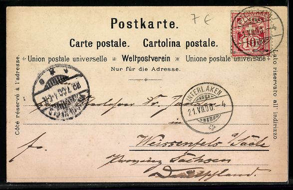 Cartoline postali: C. Steinmann: Interlaken, Teilansicht mi – Usato da Berlin venduto da bartko-reher 1