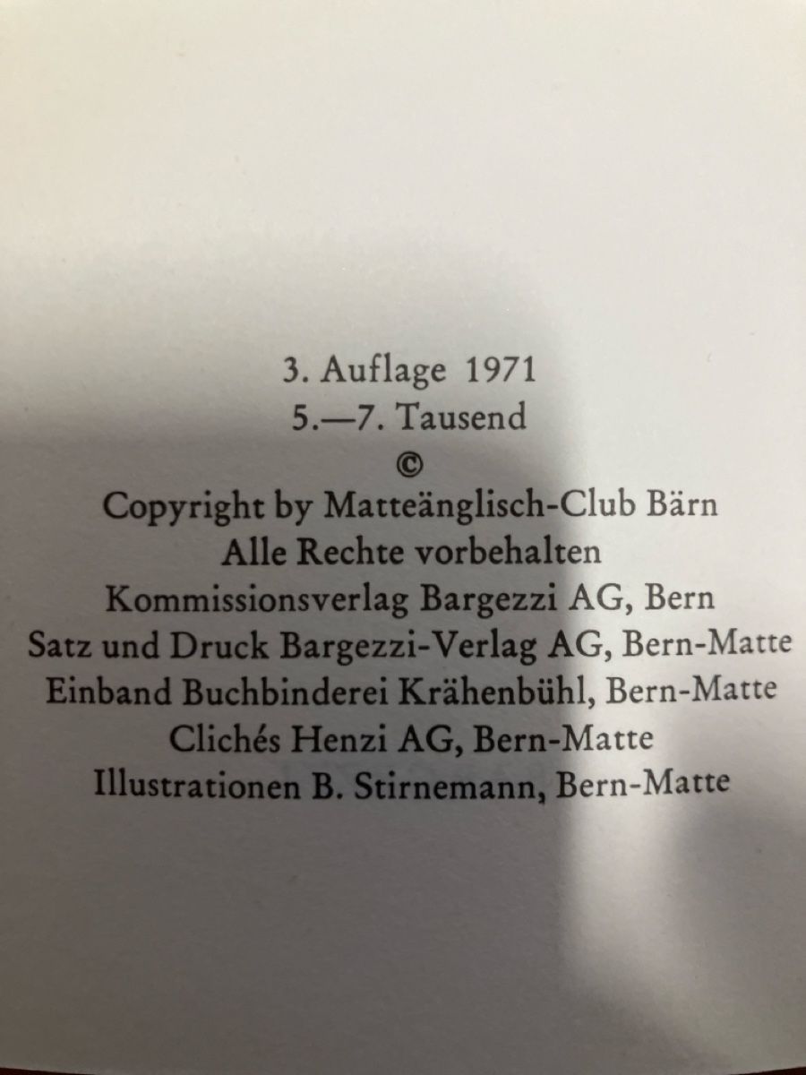 Libri: Buch Matteänglisch 1971  – Usato da Erlenbach im Simmental! venduto da Simmentaler-Perlen 4