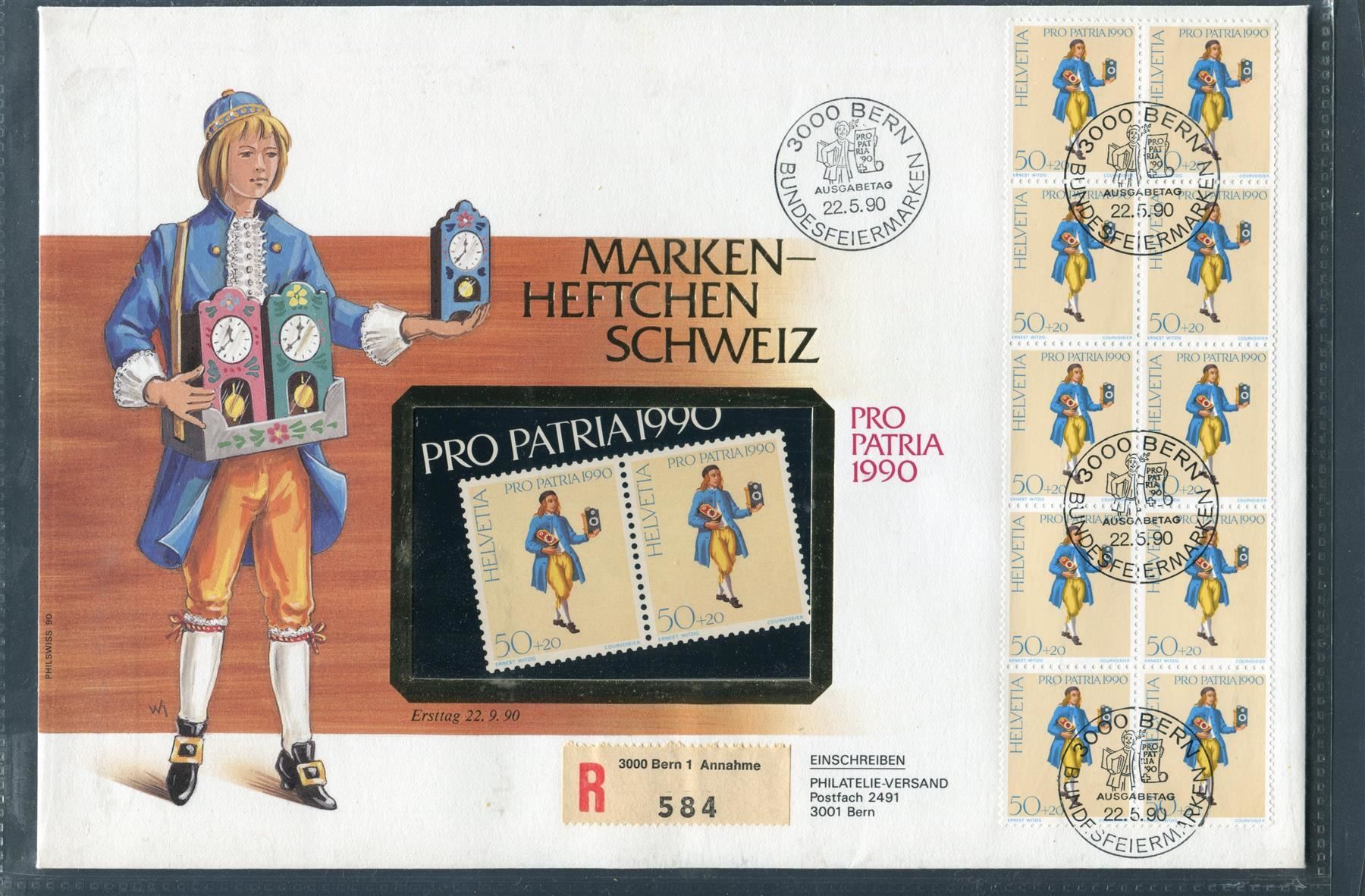 Tous les timbres: 1990 Gross FDC MH Pro Patria – D'occasion à Winterthur par Kyoung