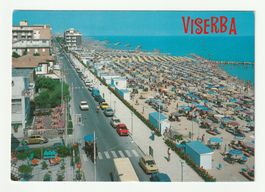 Postkarte Viserba di Rimini, Lungomare u. Strand 23.07.1984.