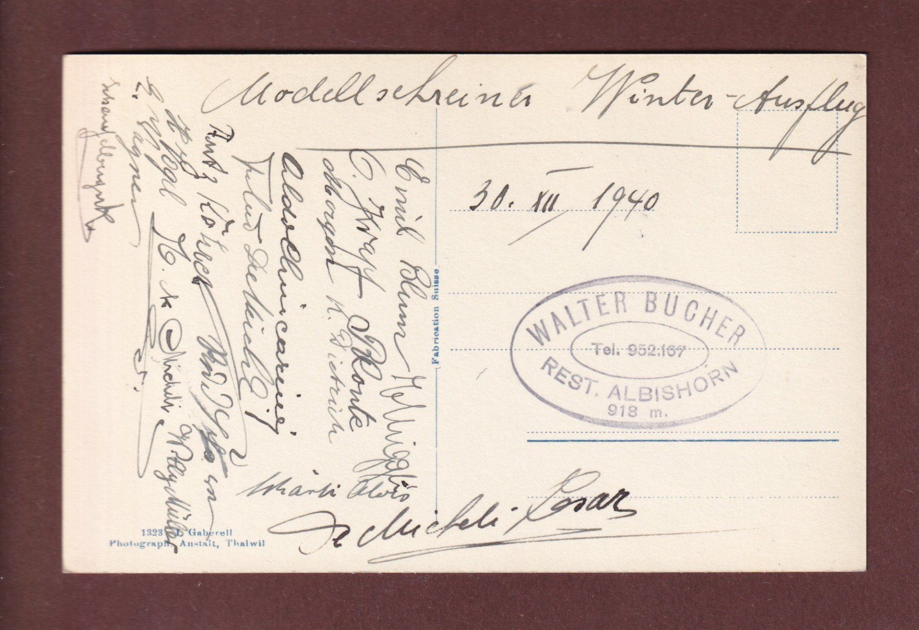 Cartoline postali: ALBIS - HOCHWART - 1940 – Usato da Pully venduto da nicecards-shop 1
