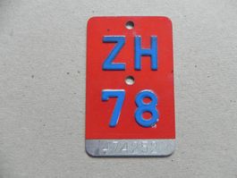 Velonummer Velo Rad ZH 1978 Zürich 78 Nummer Geschenk Bike