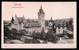 Relief-AK Zürich, Ansicht vom Landesmus