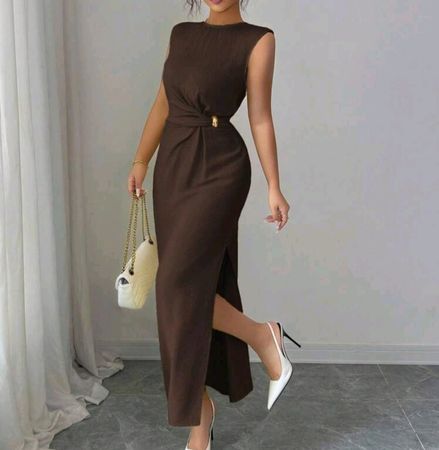 Damen Kleid braun ärmellos Grösse M neu