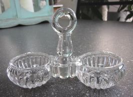 Alte Glas Menage für Salz und Pfeffer aus Pressglas