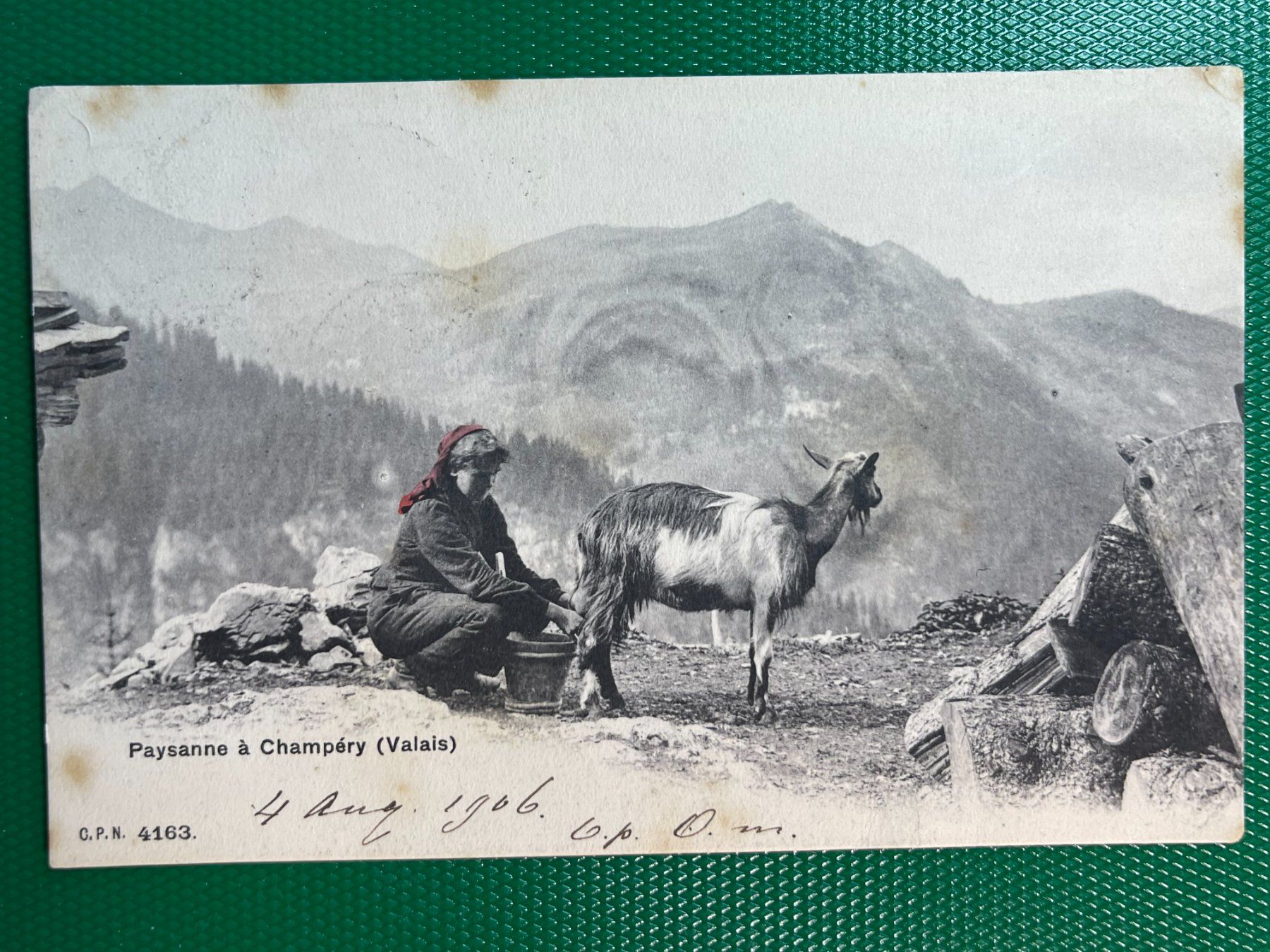 Cartoline postali: Paysanne à Champéry - 1906 – Usato da Steg VS venduto da _vinci_