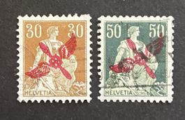 1919 Flugpost F1 + F2 Oblitérés Cat. 2000.- CHF