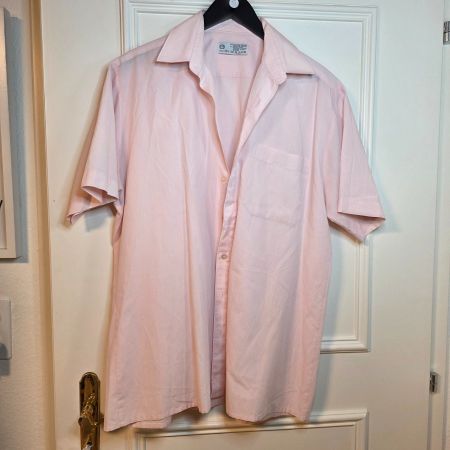 💗 Vintage C&A Herren Hemd Rosa XXL Kurzarm