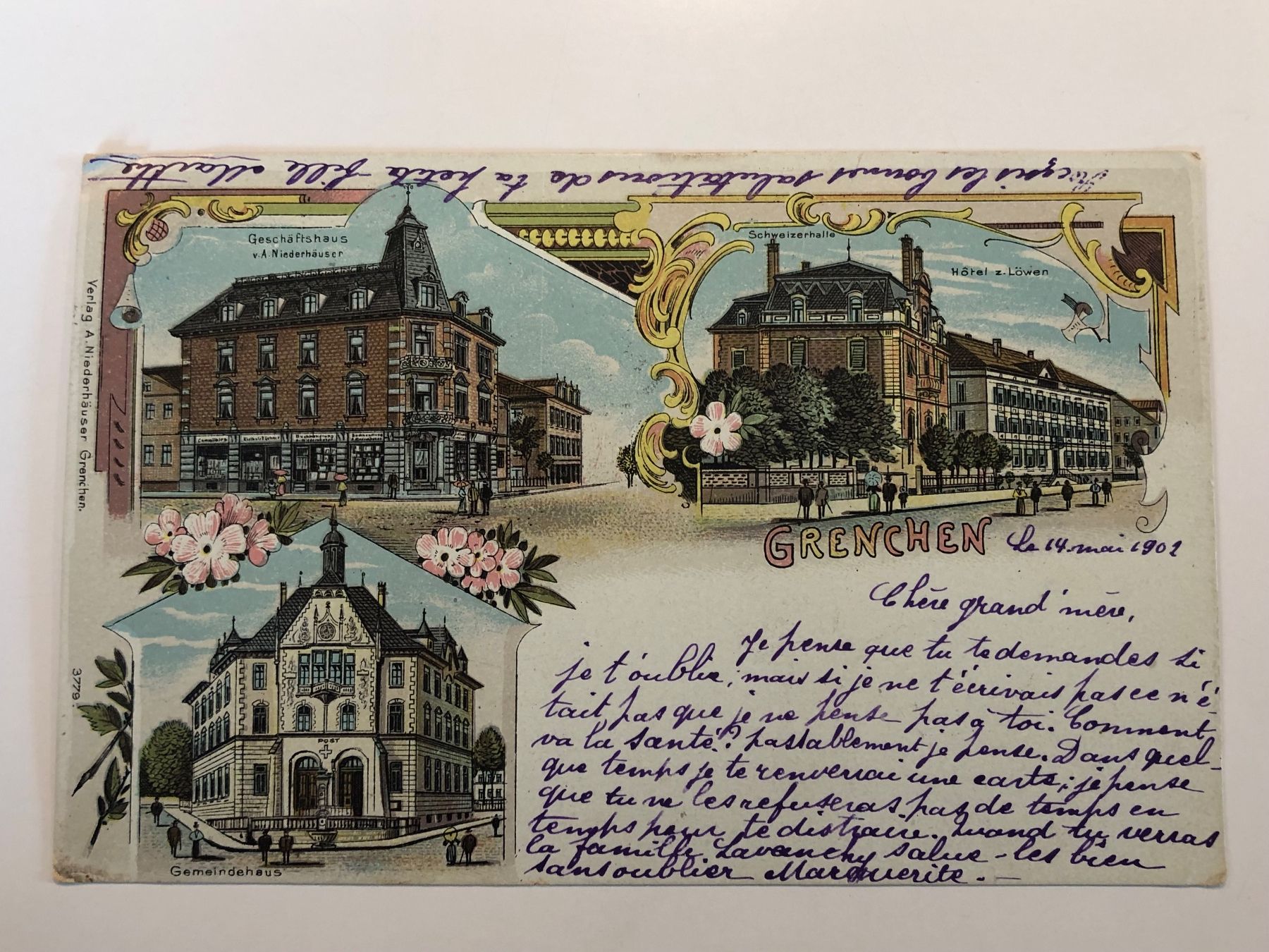 Cartoline postali: antike LITHO Ansichtskarte GRENCHEN SO – Usato da Lufingen venduto da Rac0