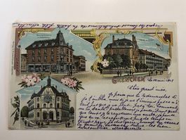 antike LITHO Ansichtskarte GRENCHEN SO