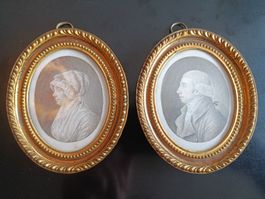 2 Portraits Miniaturen Ehepaar Basel Zeichnung  1803