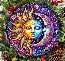 2-D METALL WANDDEKO *SONNE UND MOND 20X20CM