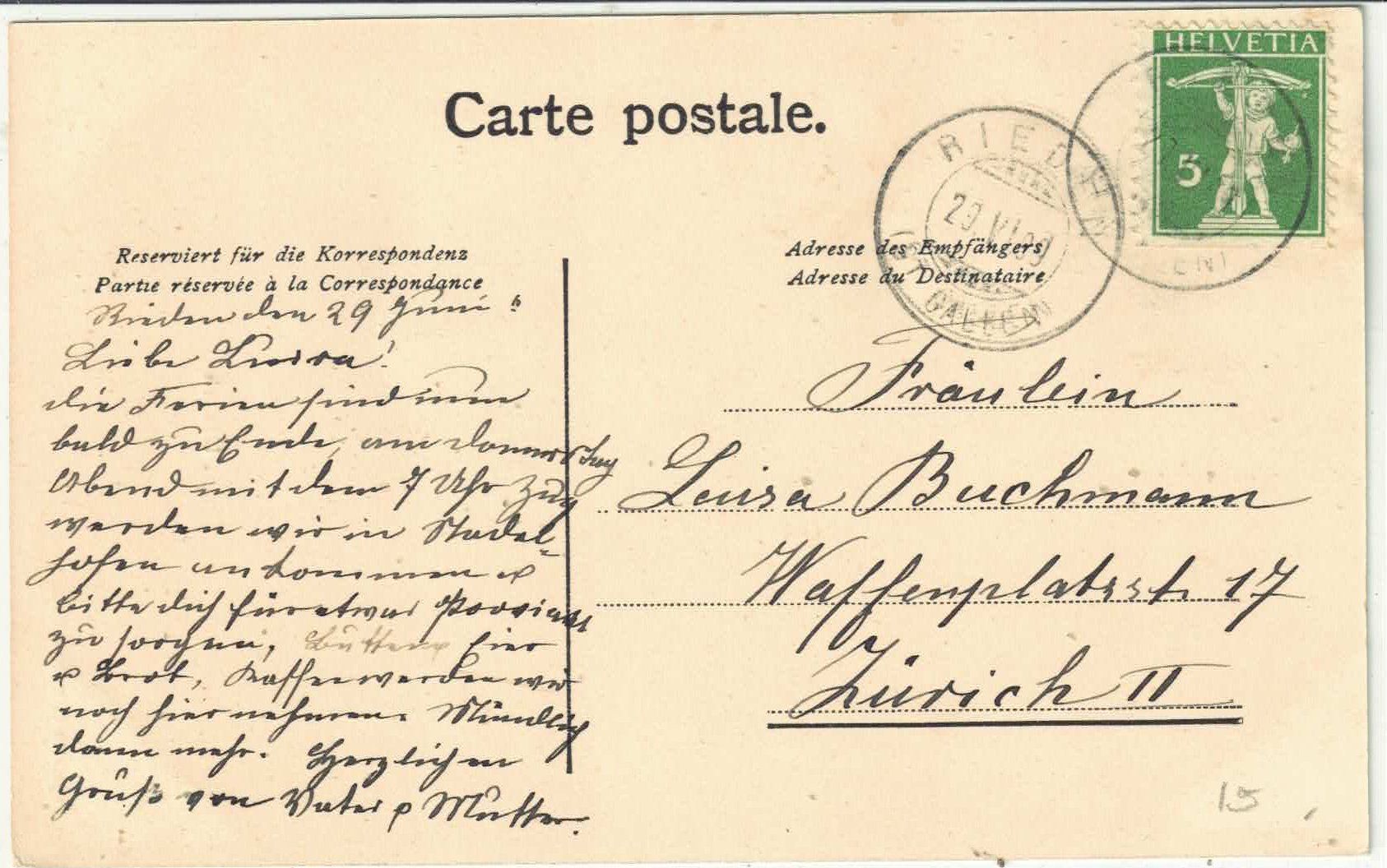 Cartoline postali: Uznach - Kirche - animee – Usato da Ettingen venduto da Kartenplanet 1