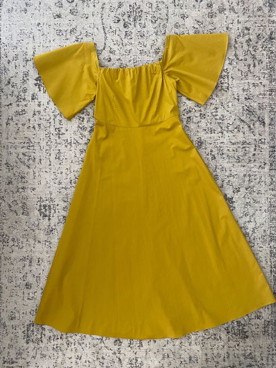 Robe midi ZARA, XS, jaune moutarde (Neuf (Voir description)) à