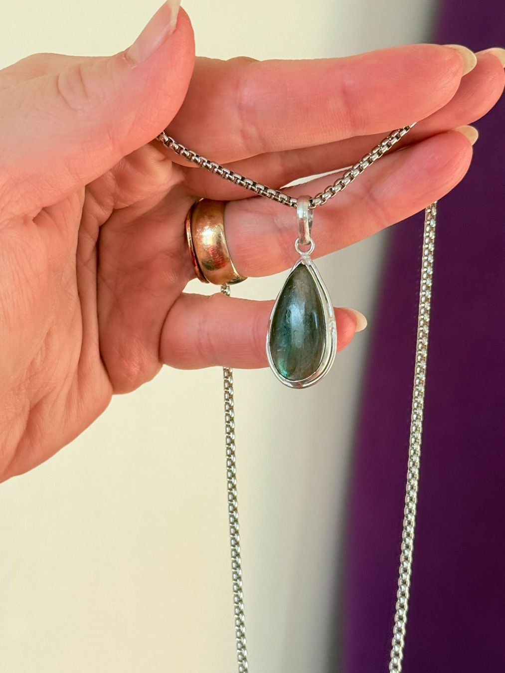 Catenine: Collier avec pendentif en labradorite naturelle – Nuovo e nell'imballaggio originale da Genève venduto da AGBERG 6