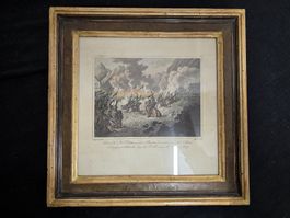 Alte Schlachtenmalerei im Rahmen, Schweiz Aquarell
