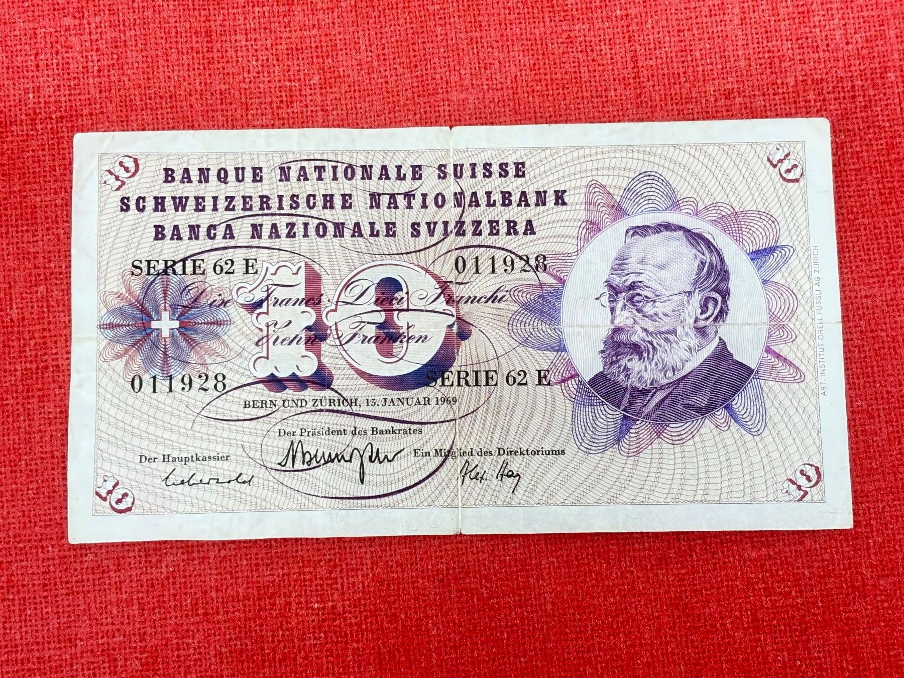 Banconote: 10 Franken Banknote 1969 gebraucht – Usato da Ormalingen venduto da digital09