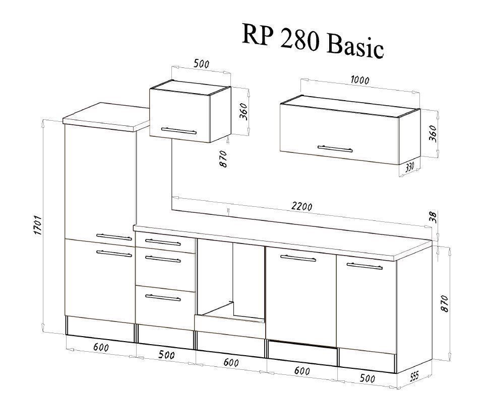 Cucine complete: 607 Küchenzeile Küchenblock 280cm E/SW - Küche Einbauküche – Nuovo e nell'imballaggio originale da Wallenwil venduto da toesstalvertrieb 7