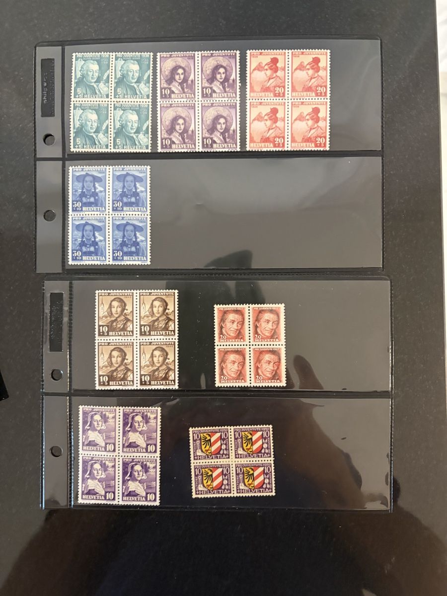 Alle Briefmarken: Pro Juventute 4er-Block postfrisch div. Jahre – Gebraucht aus Meierskappel von Hala03 1